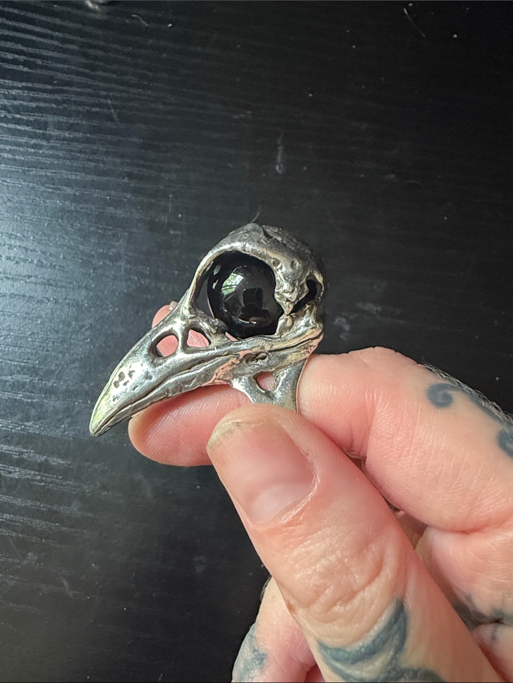 OOAK sterling silver & onyx ring - Picture 2 of 5